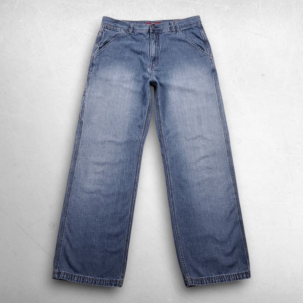 VTG Union‎ Bay Wide Leg Carpenter Jeans Men 36x34 Blue Cotton Y2K Workwear